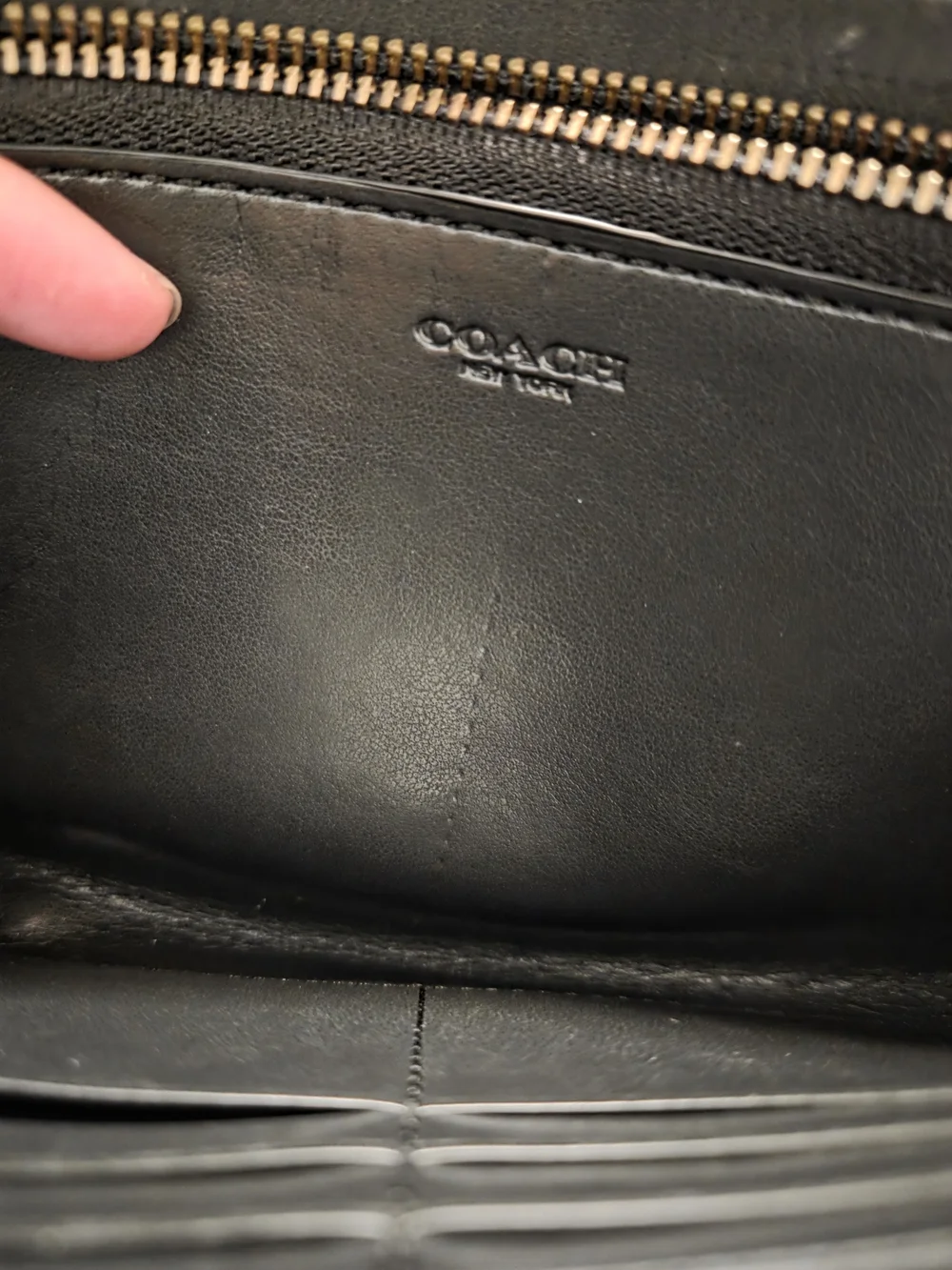 Coach Unisex Black Pebbled Leather Double Zip Wallet XL Organizer Clutch